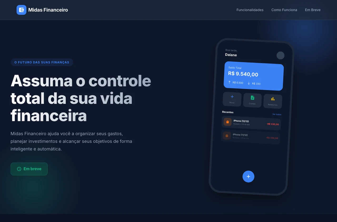 Apresentação do App Midas, em desenvolvimento